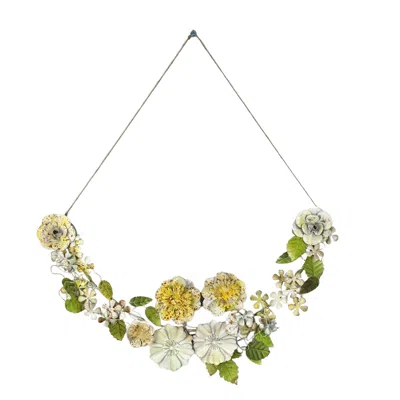 Lila Rasa White / Green Half Moon White Flower Wreath In Multi