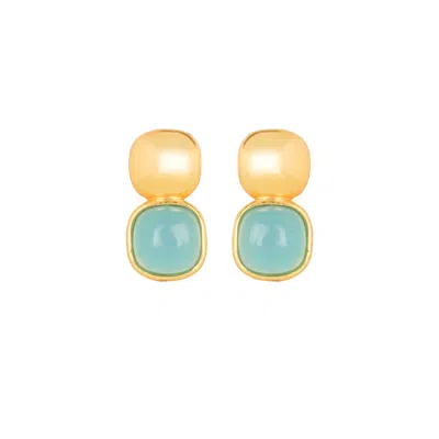 Lila Rasa Women's Blue / Gold Glossy Gold & London Blue Crystal Stud