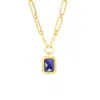Lila Rasa Women's Blue / Gold Paperclip Chain Rectangular Blue Sapphire Crystal