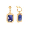 Lila Rasa Women's Blue / Gold Rectangular Blue Sapphire Crystal Hoops