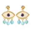 Lila Rasa Women's Blue / Gold Turquoise Evil Eye  Earrings