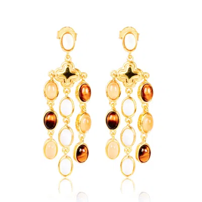 Lila Rasa Women's Brown / Gold / Neutrals Earthy Tone Chandelier Earrings
