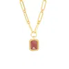 Lila Rasa Women's Brown / Gold Paperclip Chain Rectangular Amber Crystal