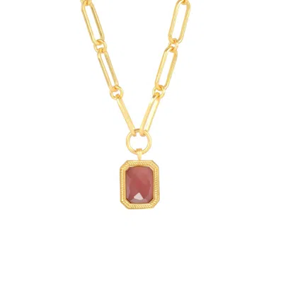 Lila Rasa Women's Brown / Gold Paperclip Chain Rectangular Amber Crystal