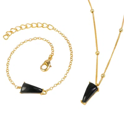 Lila Rasa Women's Gold Blood Stone March Birthstone Boosts Energy Levels . Jewellery Set Necklace & Bracelet