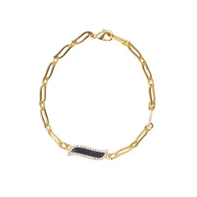 Lila Rasa Women's Gold / Blue Paper Link Necklace  Lapis Lazuli Wave Symphony In Multi