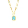 Lila Rasa Women's Gold / Blue Paperclip Chain Rectangular Bahamain Blue Crystal