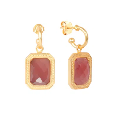 Lila Rasa Women's Gold / Brown Rectangular Amber Crystal Hoops