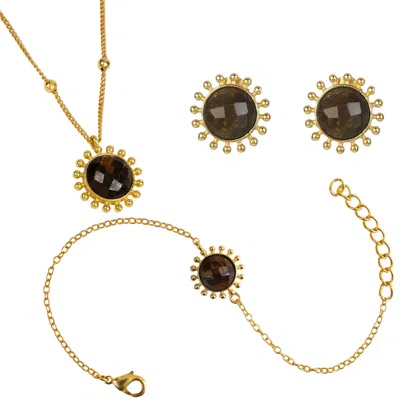Lila Rasa Women's Gold / Brown Tiger's Eye November Birthstone Enhance Decision-making & Self-confidence. Jewe In Multi