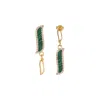 Lila Rasa Women's Gold / Green Asymmetric Earrings - Malachite Wave Symphony In Multi