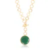 Lila Rasa Women's Gold / Green Emerald Green Crystal Pendant With Loop Chain & T-lock Closure