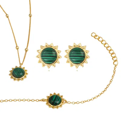Lila Rasa Women's Gold / Green Malachite May Birthstone Harmonize Energy & Radiate Well-being. Jewellery Set N In Multi