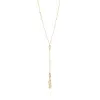 Lila Rasa Women's Gold Lariat Necklace - Cubic Zirconia Wave Symphony In Gold