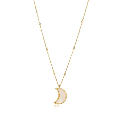 Lila Rasa Women's Gold Moon Necklace Mother Of Pearl