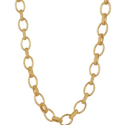 Lila Rasa Women's Gold Oval Hammered Link Necklace