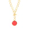 Lila Rasa Women's Gold / Red Dazzling Ruby Red Crystal With Loop Chain & T Lock