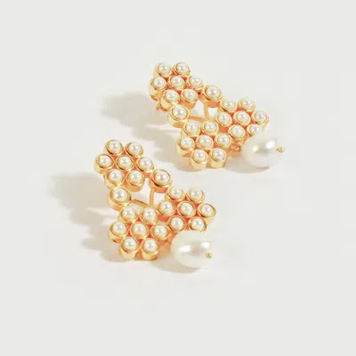 Lila Rasa Women's Gold / White Florance Pearl Statement Earrings With Baroque In Multi