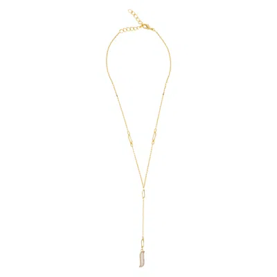 Lila Rasa Women's Gold / White Lariat Necklace - Mother Of Pearl - Wave Symphony In Multi