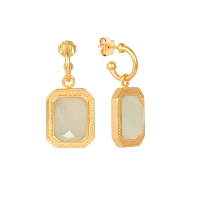Lila Rasa Women's Gold / White Rectangular Sparkling White Crystal Hoops