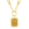 Lila Rasa Women's Gold / Yellow / Orange Paperclip Chain Rectangular Citrine Crystal