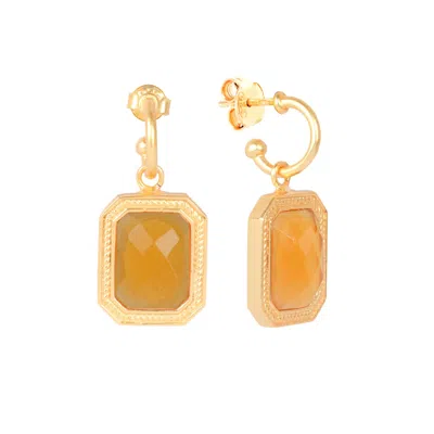 Lila Rasa Women's Gold / Yellow / Orange Rectangular Citrine Crystal Hoops