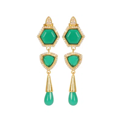 Lila Rasa Women's Green / Gold Green Onyx  Earrings In Multi