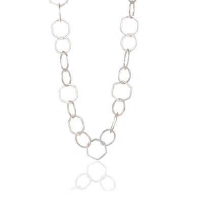 Lila Rasa Women's Hexagonal Loop Chunky  Chain Silver 22"