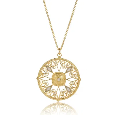 Lila Rasa Women's Neutrals / Gold Opal Chalcedony Medallion Necklace