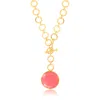 Lila Rasa Women's Pink / Purple / Gold Blushing  Pink Crystal With Loop Chain & T Lock