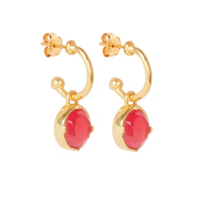 Lila Rasa Women's Red / Gold Dazzling Ruby Red Crystal Hoop Earrings