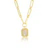 Lila Rasa Women's White / Gold Paperclip Chain Rectangular White Crystal