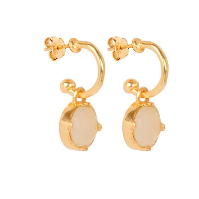 Lila Rasa Women's White / Gold Sparkling White Crystal Hoop Earrings
