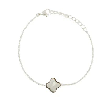 Lila Rasa Women's White / Silver Clover Bracelet Silver - Mother Of Pearl In Multi