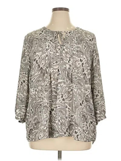 Pre-owned Lila Rose 3/4 Sleeve Blouse In Gray