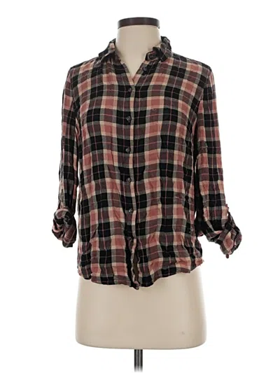 Pre-owned Lila Rose 3/4 Sleeve Button Down Shirt In Brown