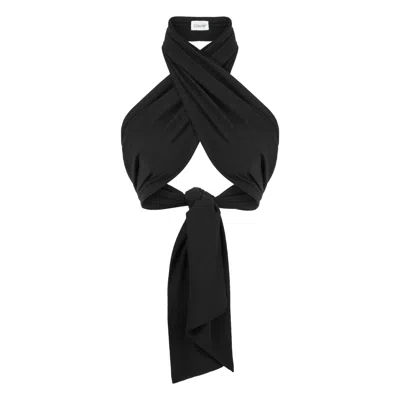 Lilamie Women's Amalfi Cross Neck Bustier Top - Black