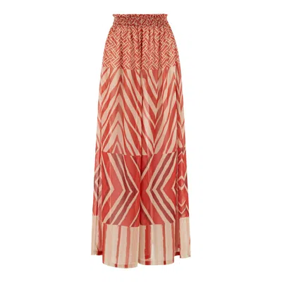 Lilamie Women's Aruba Loose Fit Elastic Waist Long Pants - Red In Multi