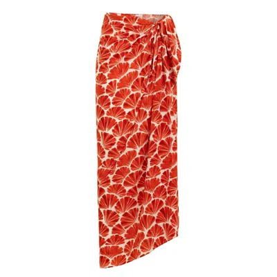 Lilamie Women's Bali Side Tie Pareo Skirt-red In Purple