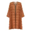 Lilamie Women's Brown Brick Capri Short Kimono In Brown