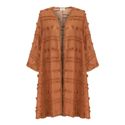 Lilamie Women's Brown Brick Capri Short Kimono
