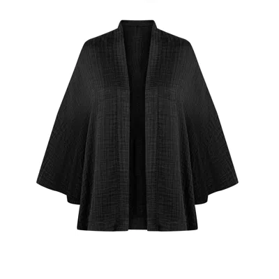 Lilamie Women's Bruges Loose Fit Long Sleeved Short Duster-black