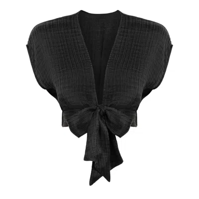 Lilamie Women's Bruges Sleeveless Crop Top-black