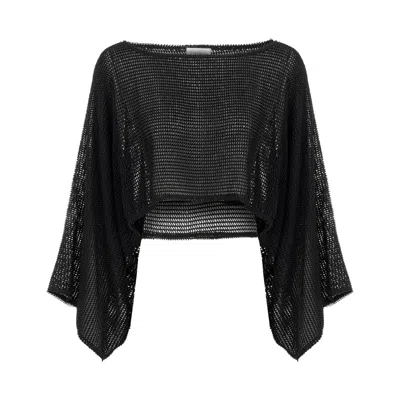 Lilamie Women's Carmen Loose Fit Long Sleeve Blouse - Black