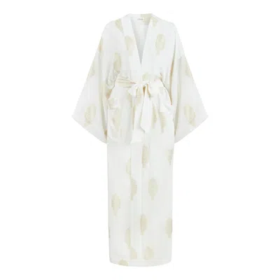 Lilamie Women's Larissa Long Sleeves Kimono - White