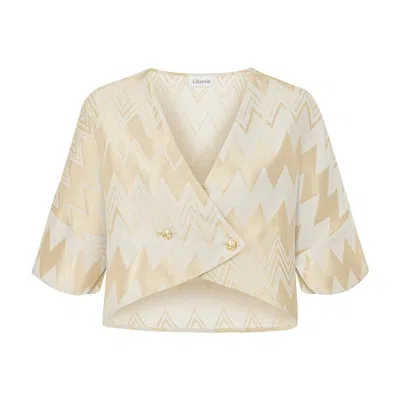 Lilamie Women's Madrid Short Sleeve Crop Jacket - Gold