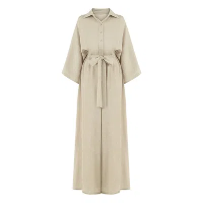 Lilamie Women's Neutrals Hvar Oversize Fit Open Neckline Long Jumpsuit-beige In Gold