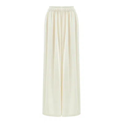 Lilamie Women's Neutrals Istanbul Loose Fit Elastic Waist Long Pants - Beige In White