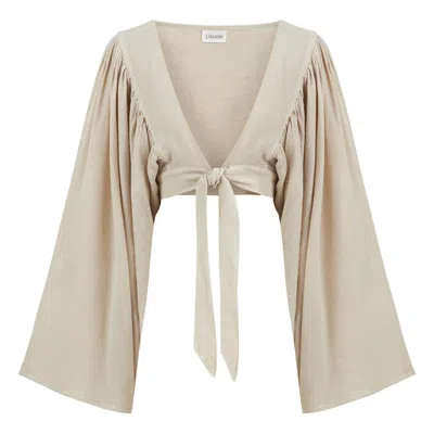Lilamie Women's Neutrals Venice Cross Top - Beige