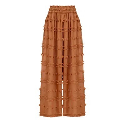 Lilamie Women's Orange Capri Loose Fit Elastic Waist Long Pants-brick In Brown