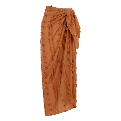 Lilamie Women's Orange Capri Side Tie Pareo Skirt-brick In Brown